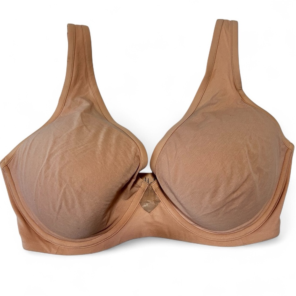 36F ThirdLove 24/7 Cotton Plunge Bra Nude Underwire Padding